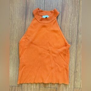 Mango Vibrant Orange Ribbed Tank Top